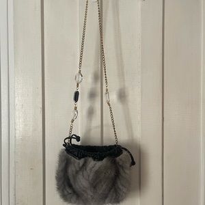Grey Mink Paola Masi Crossbody Purse Made in Italy